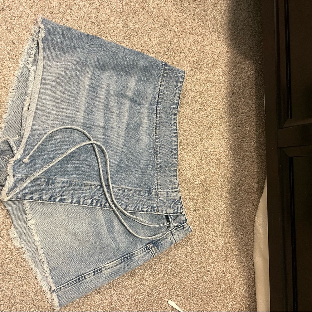 We The Free Light Blue Distressed Denim Shorts